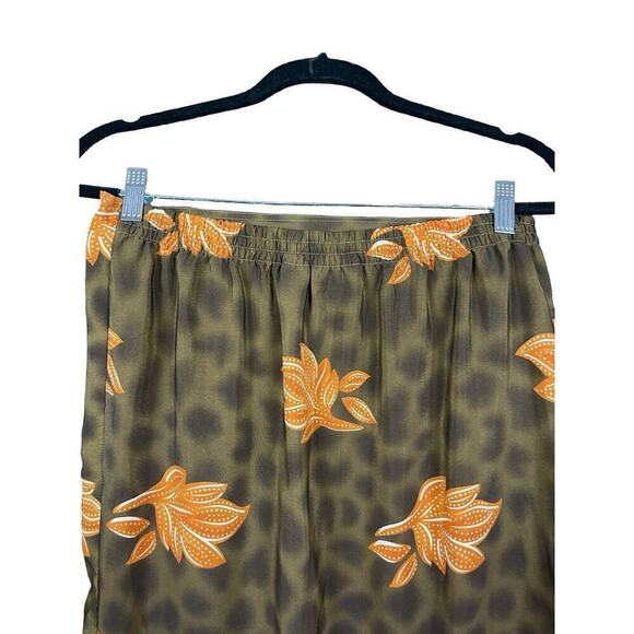 Marla Kim Wrap Maxi Skirt Olive Green & Rust Women Size Large Vintage - Picture 8 of 11